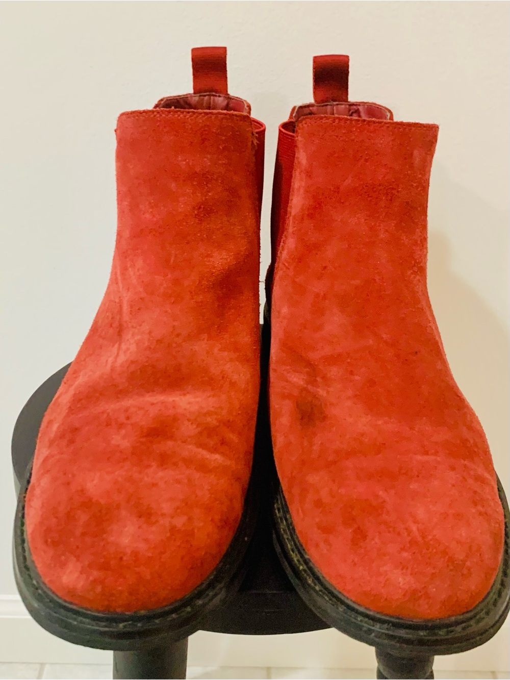 Red Suede Chelsea Boots - Picture 2 of 4